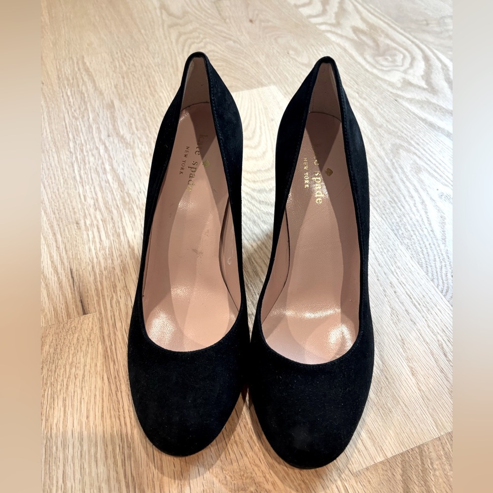 ✨ Kate Spade New York Anastasia Black Suede Glitter Block Heels size 7M - Picture 3 of 11